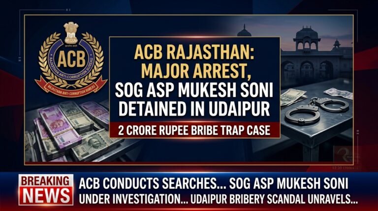 ACB Rajasthan Arrests SOG ASP Mukesh Soni in 2 Crore Bribe Land Scam Trap Case Banner