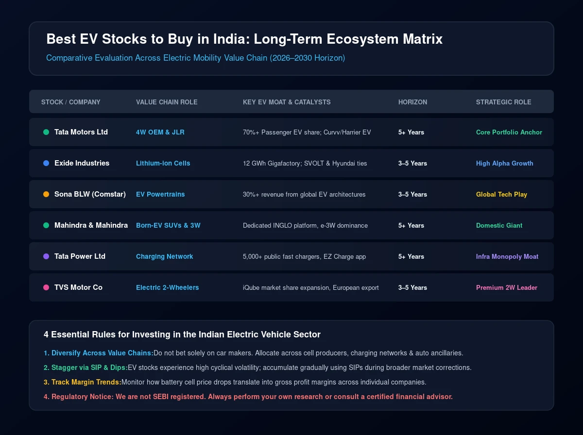 Best EV stocks to buy in India electric vehicle ecosystem matrix table