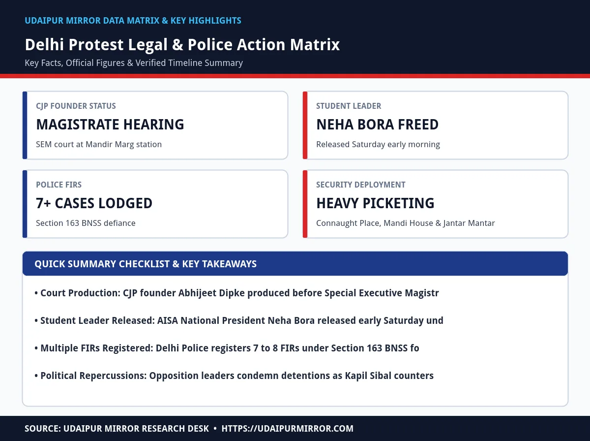 delhi protest abhijeet dipke court update matrix card