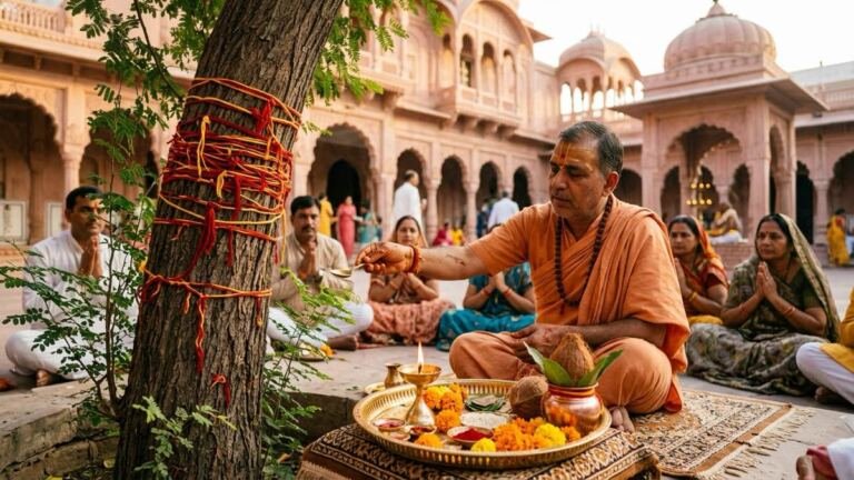 Dussehra 2026 Shami Puja significance sacred Khejri tree ritual and brass thali in Nathdwara Mewar temple