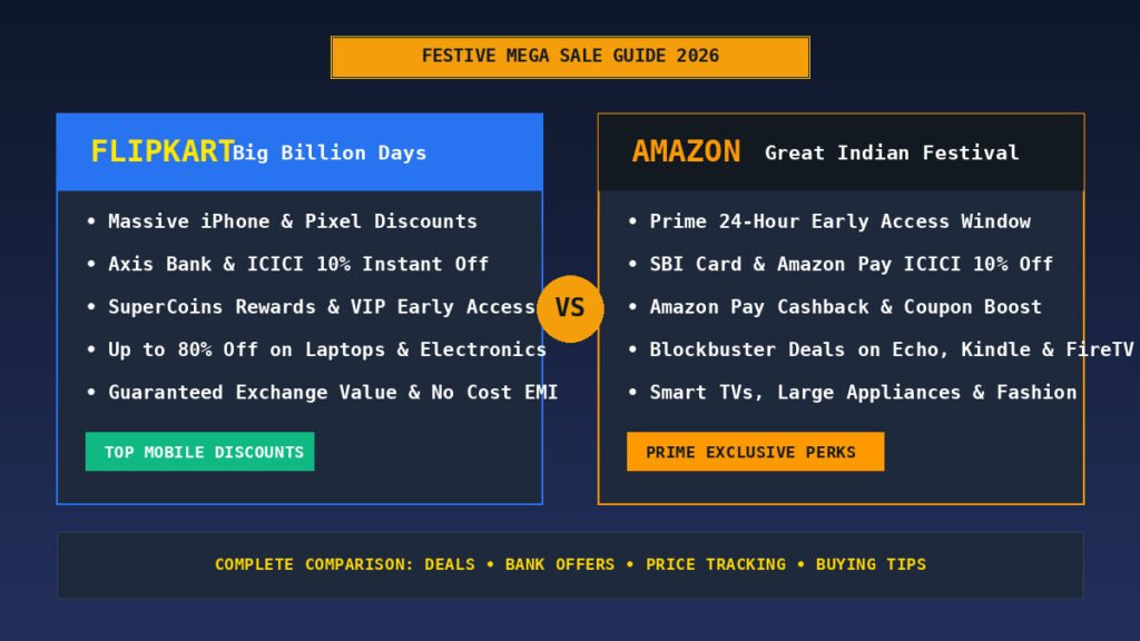 Flipkart Big Billion Days vs Amazon Great Indian Festival 2026 Sale Guide