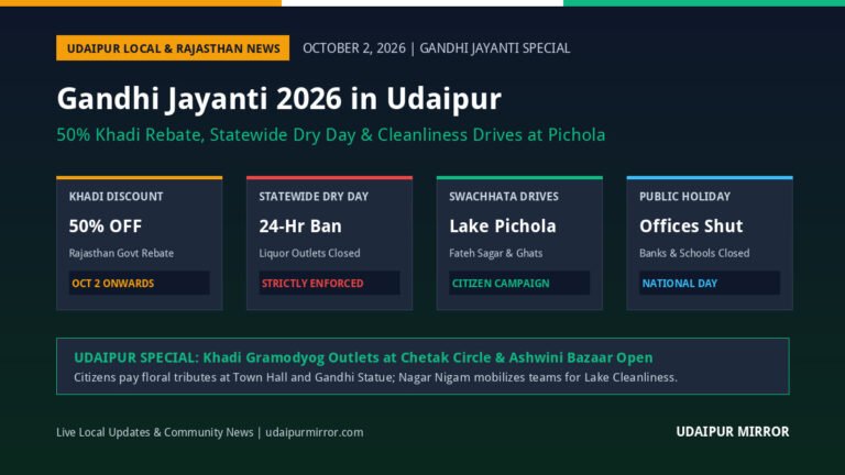 Gandhi Jayanti 2026 Udaipur Khadi 50 Percent Rebate Dry Day Lake Cleanliness