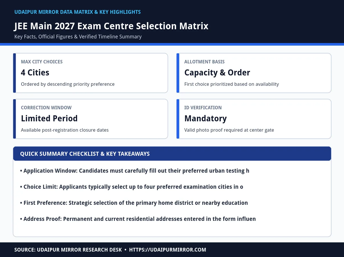 select jee main 2027 exam centres matrix card