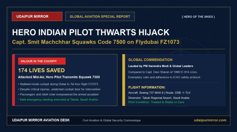 Indian pilot Captain Smit Machchhar flight hijack hero flydubai FZ1073 banner