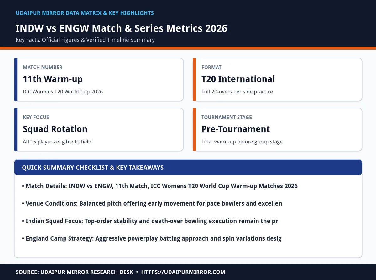 indw vs engw warm up match matrix card