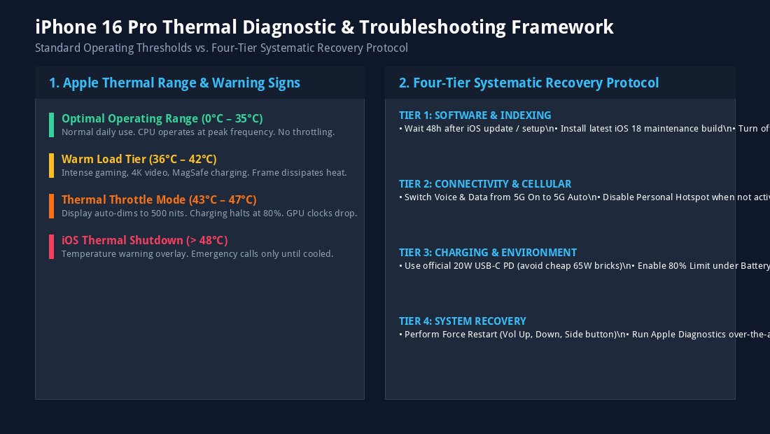 iPhone 16 Pro Thermal Diagnostic Framework and Step by Step Troubleshooting Infographic