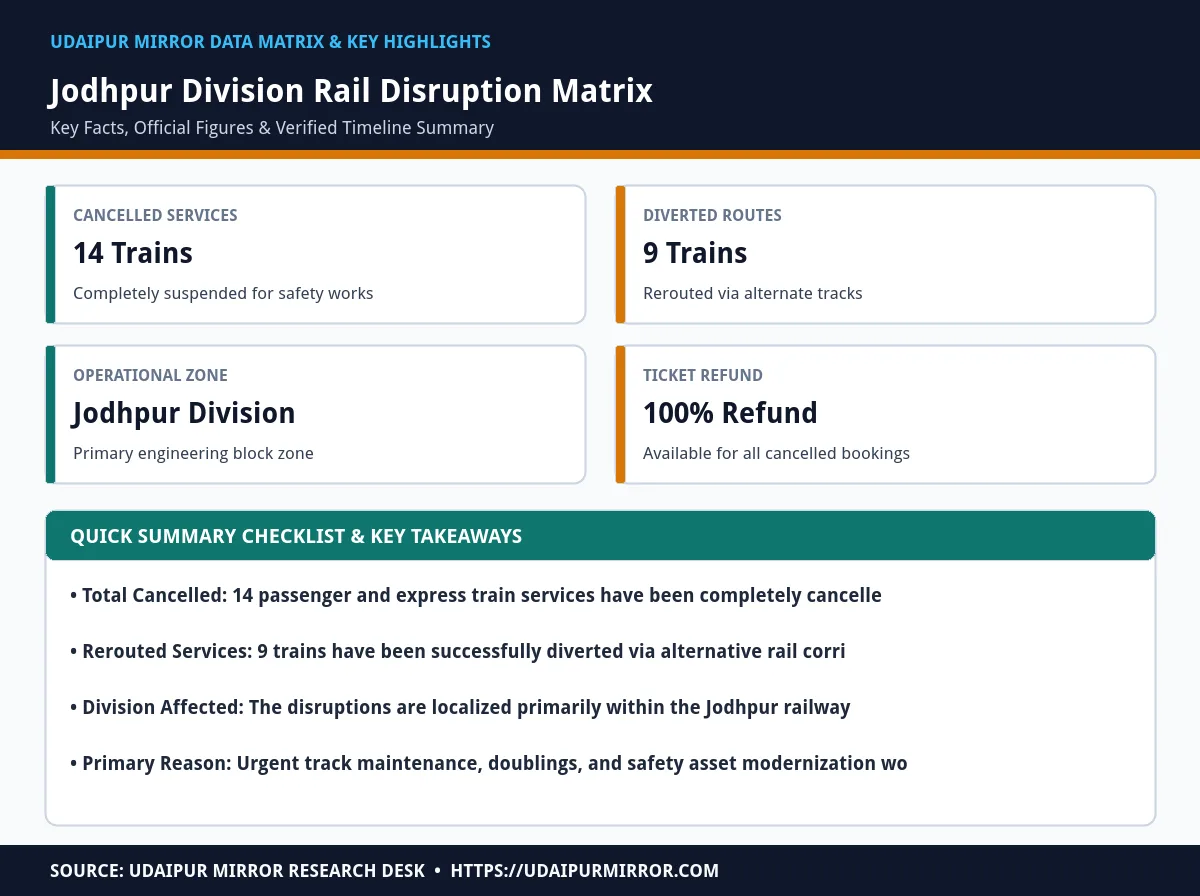 jodhpur division train cancellations matrix card
