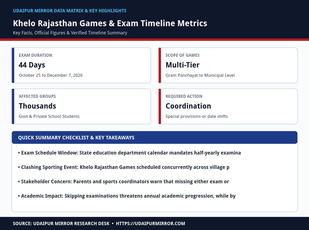 khelo rajasthan games half yearly exams matrix card