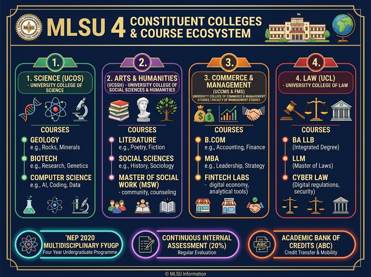 MLSU 4 Constituent Colleges and Course Ecosystem Infographic