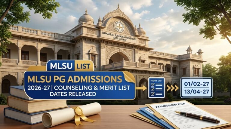 MLSU Udaipur PG Admission Counseling Schedule 2026-27 Arts College