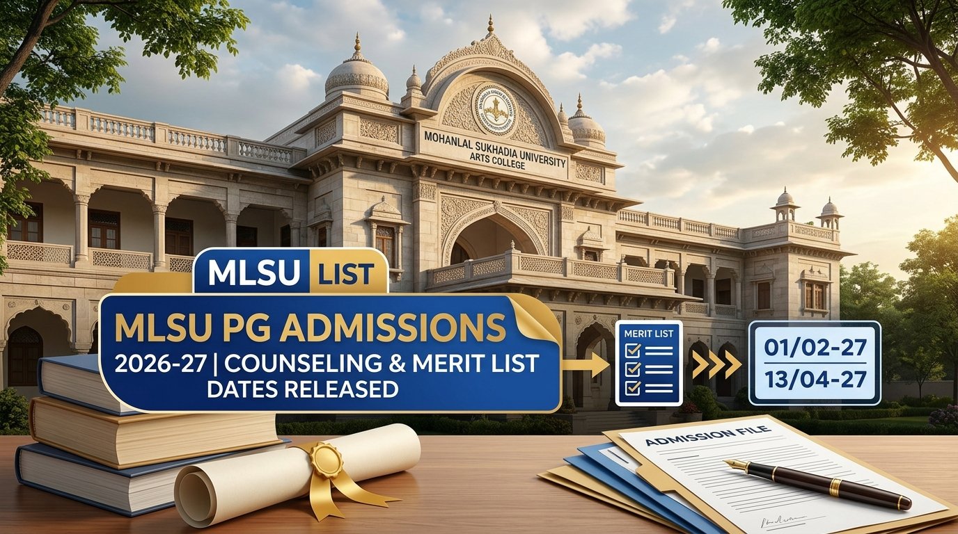 MLSU Udaipur PG Admission Counseling Schedule 2026-27 Arts College