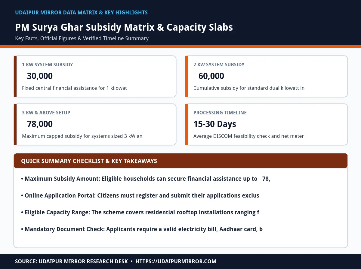 pm surya ghar yojana subsidy matrix card