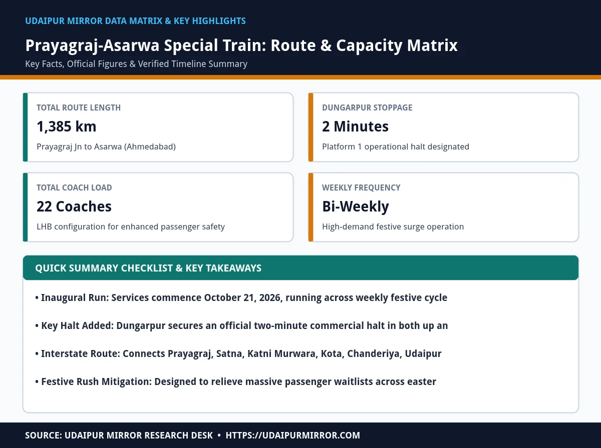 prayagraj asarwa special train matrix card