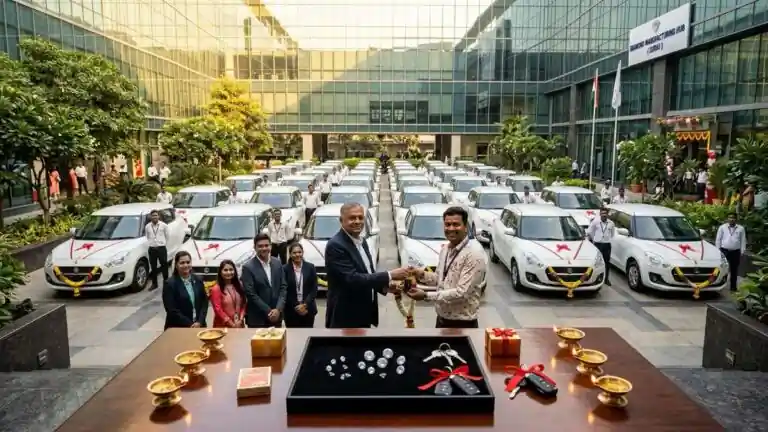 Savji Dholakia Surat diamond tycoon Diwali bonus gifting cars and homes to employees Hari Krishna Exports