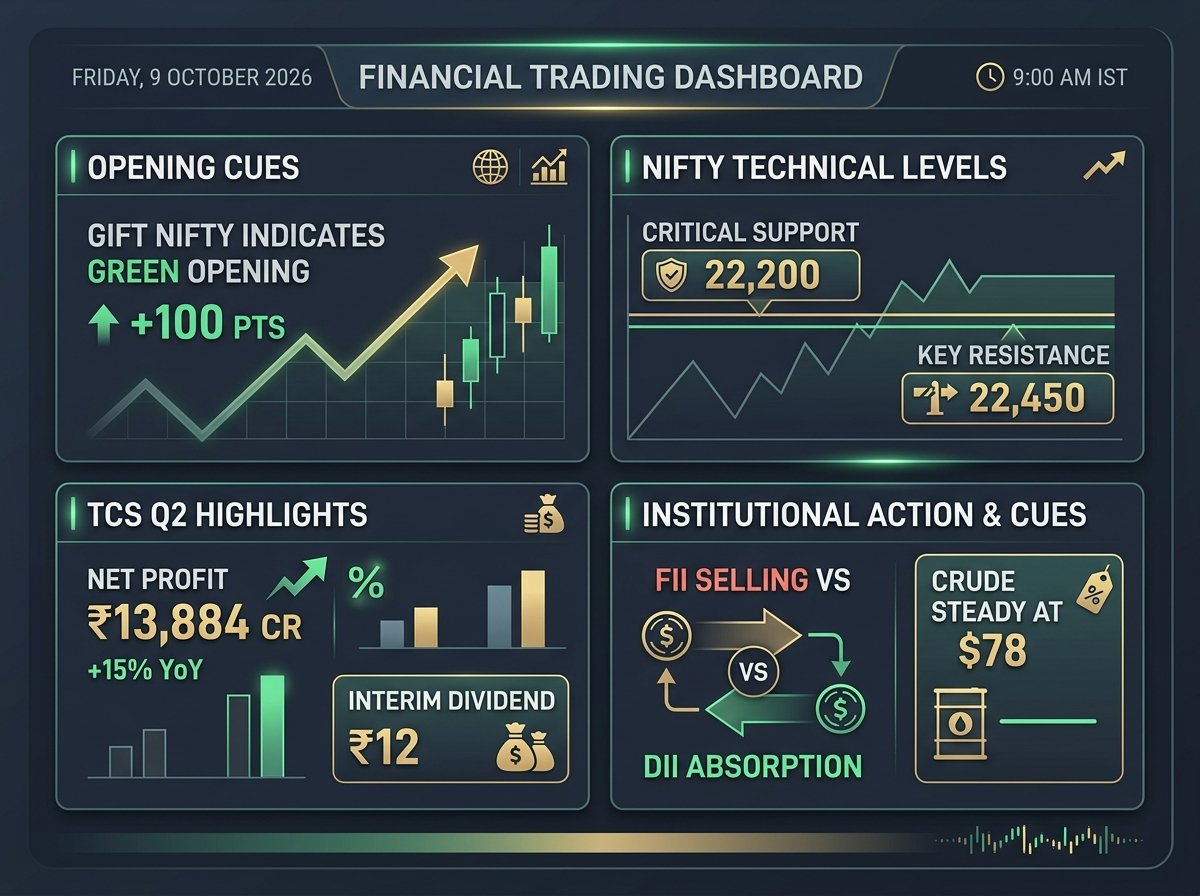 Stock Market Dashboard Today 9 October 2026 Key Nifty Levels and TCS Results