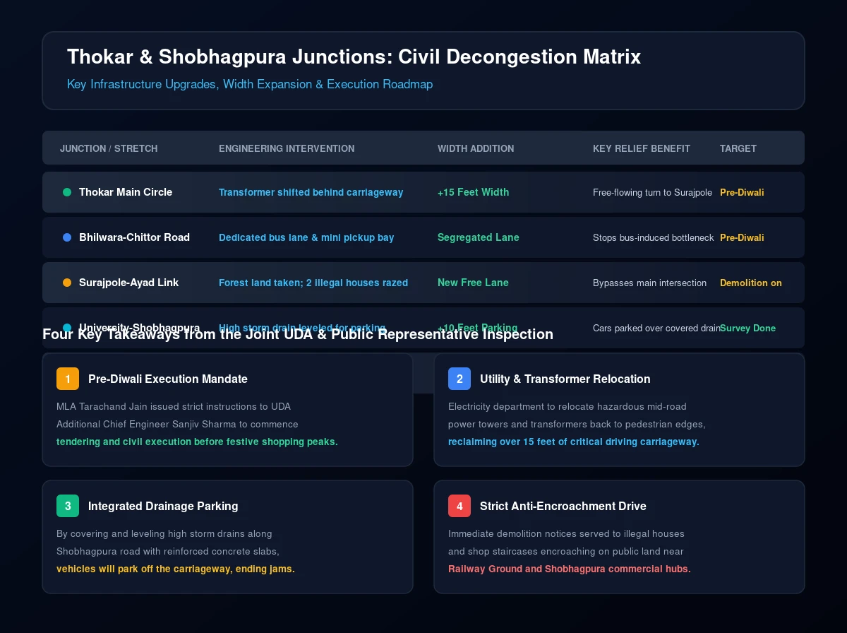 Thokar Shobhagpura traffic widening Udaipur engineering matrix table