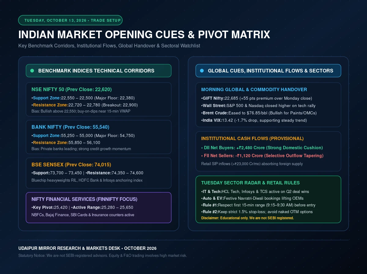 todays stock market update and opening cues nifty bank nifty support resistance matrix card