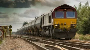 Railway tracks and rail transport train transit