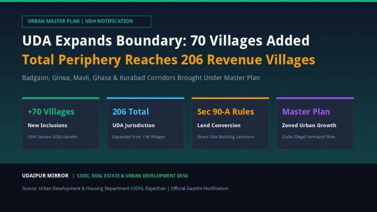 Udaipur Development Authority Expands Jurisdiction with 70 New Revenue Villages Across Badgaon Girwa and Mavli to Total 206