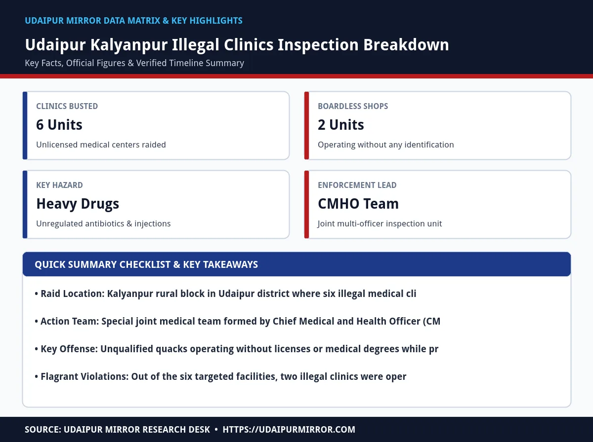udaipur kalyanpur illegal clinics raid matrix card