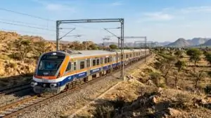 Udaipur to Kota MEMU train 61628 61627 operating on electrified tracks in Rajasthan