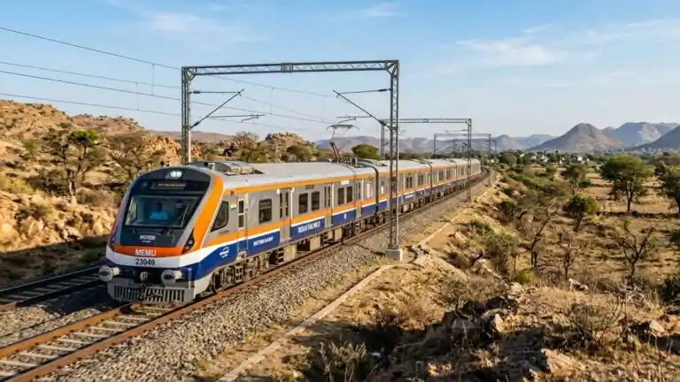 Udaipur to Kota MEMU train 61628 61627 operating on electrified tracks in Rajasthan