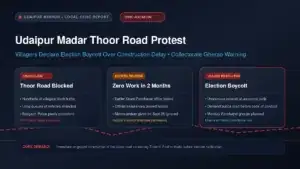 Udaipur Madar Thoor road protest election boycott chakkajam banner