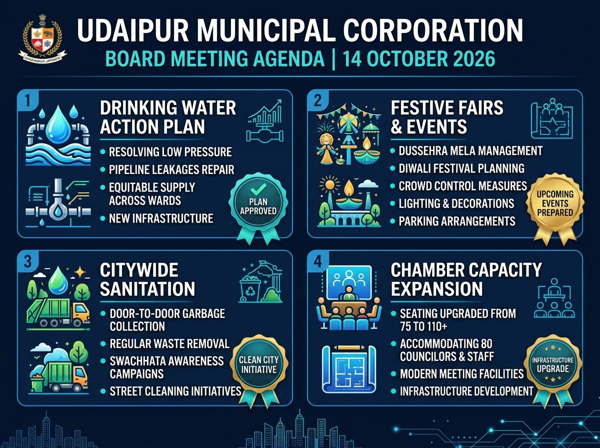 Key Agendas Infographic: Udaipur Municipal Corporation Board Meeting October 14