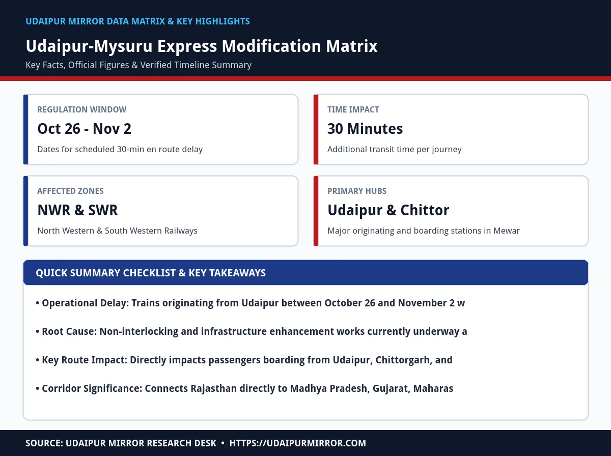 udaipur mysuru express schedule revision matrix card