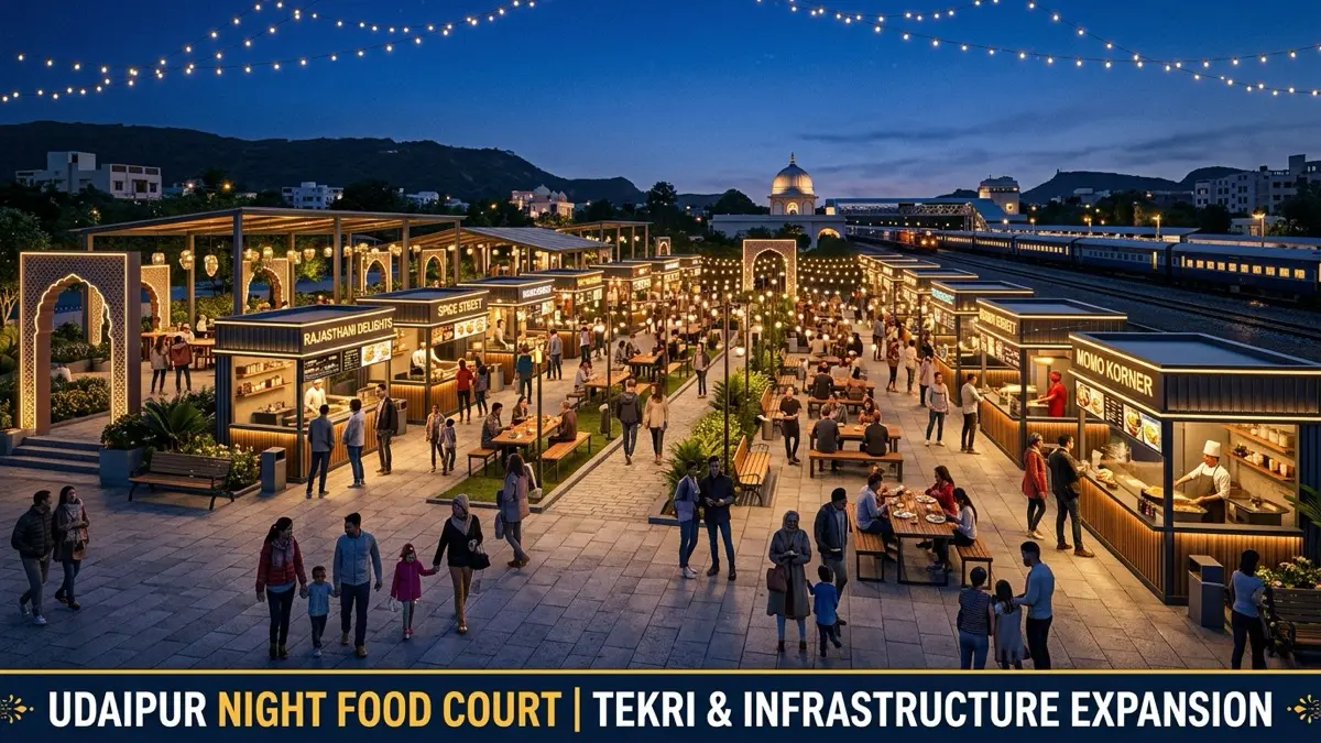 Udaipur Modern Night Food Court at Tekri and UDA Major Infrastructure Projects Banner