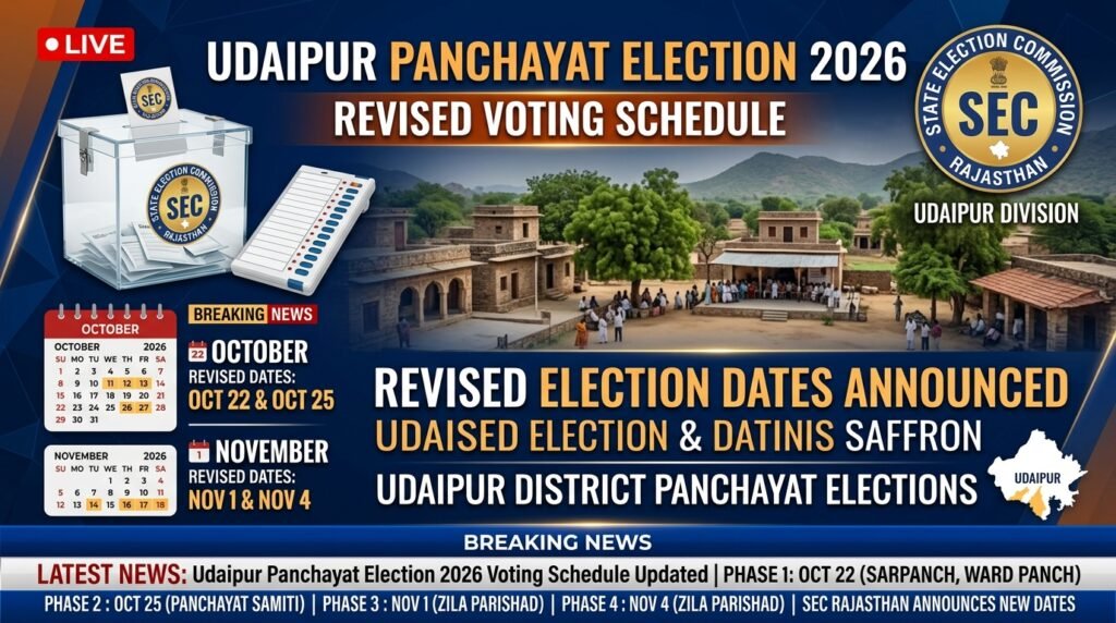 Udaipur Panchayat Election 2026 Revised Voting Dates and Schedule Banner