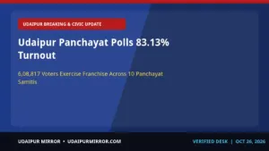 udaipur panchayat samiti elections udaipur panchayat polls 83.13% turnout