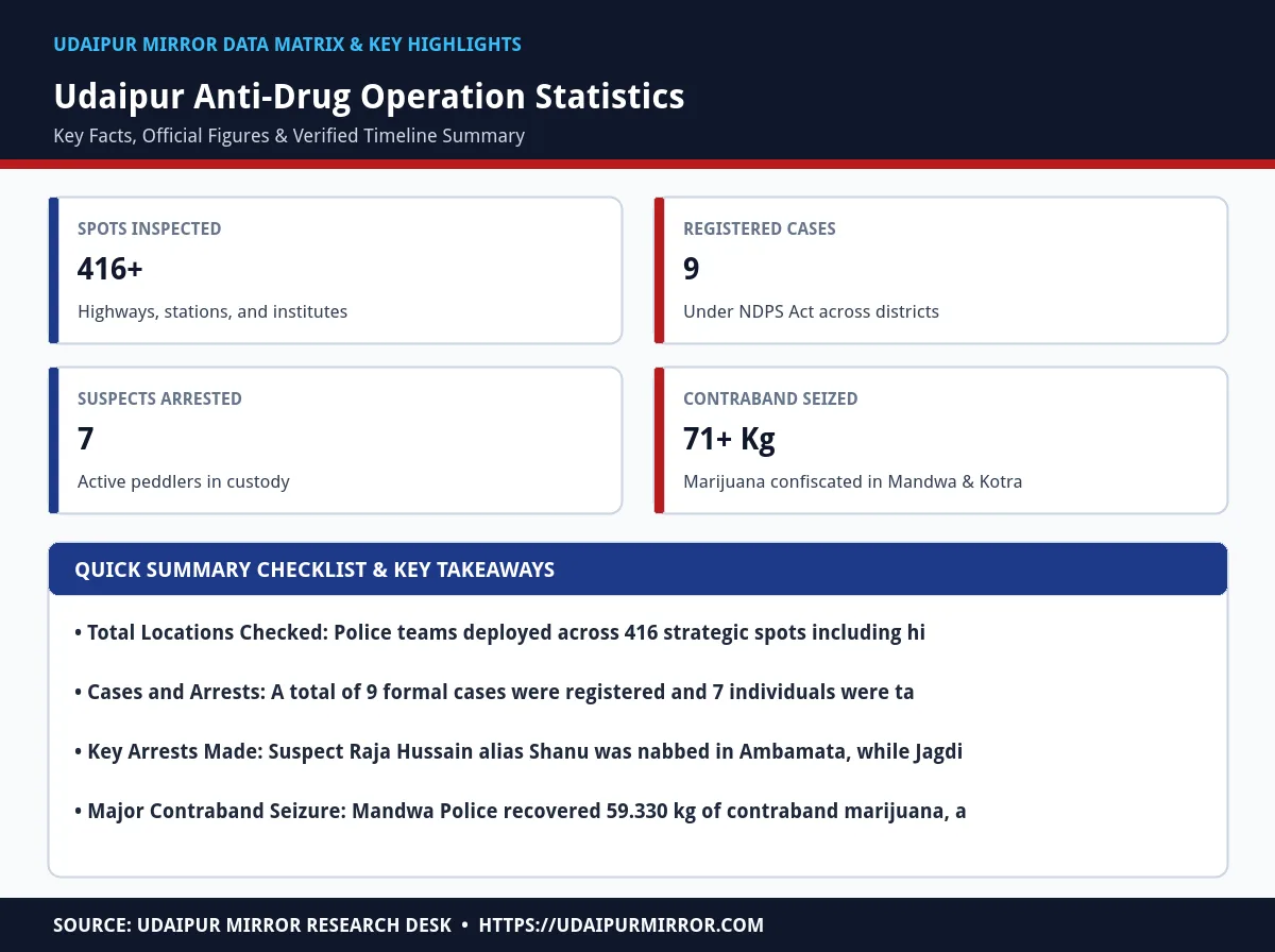 udaipur police anti drug crackdown matrix card