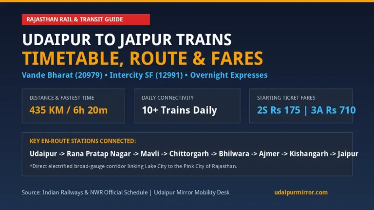 Udaipur to Jaipur Train Route Schedule Timetable and Fares Banner