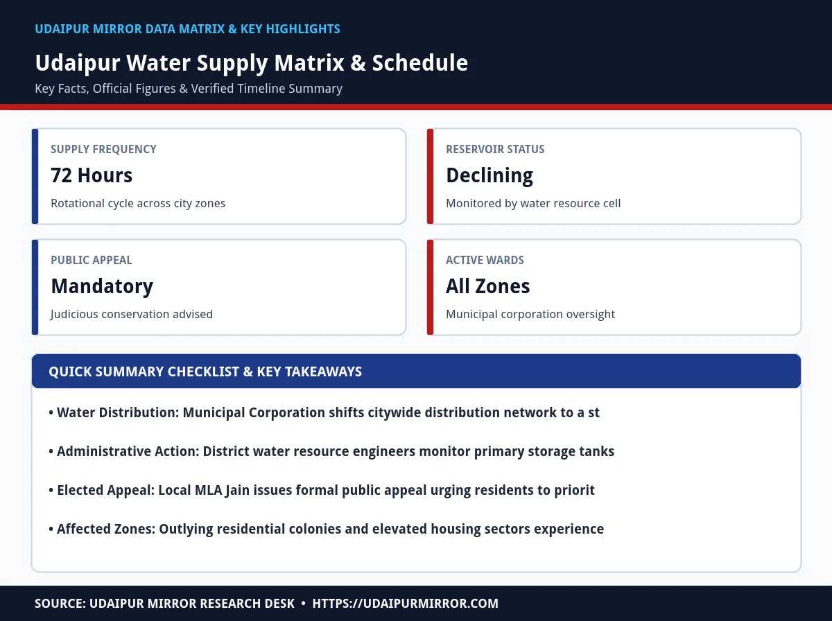 udaipur 72 hour water supply matrix card