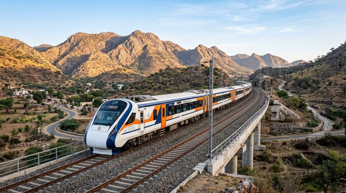 Surat Udaipur Vande Bharat Express semi high speed train in Aravali hills